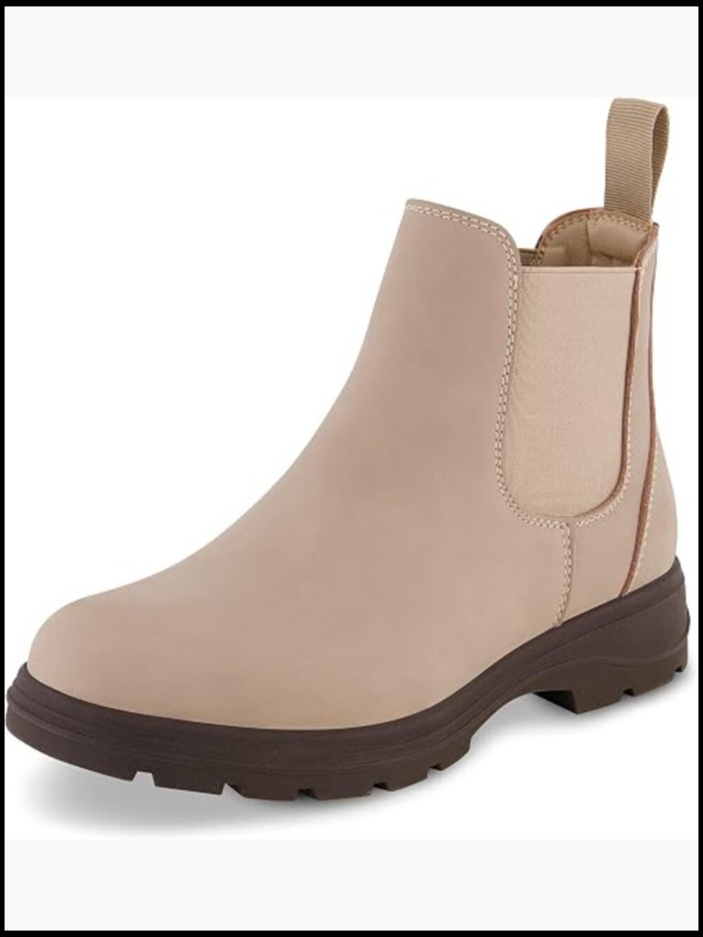Chelsea Boots Women Vegan Leather Non-Slip Memory Foam Ankle Booties Pull-On